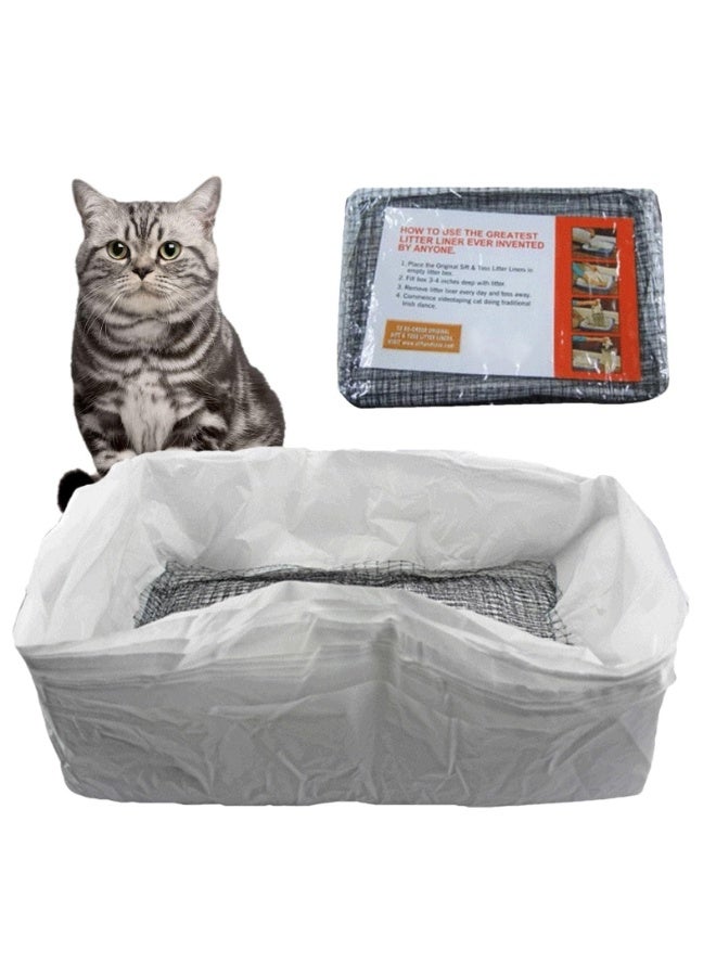 FDTY Cat Litter Bags Liners - 10Pcs Drawstring Sifting Cat Litter Bags with Filter Net - Reusable Cat Feces Filter Quick Clean for All Cat Litter Boxes (large size 10 pieces) - Image 1
